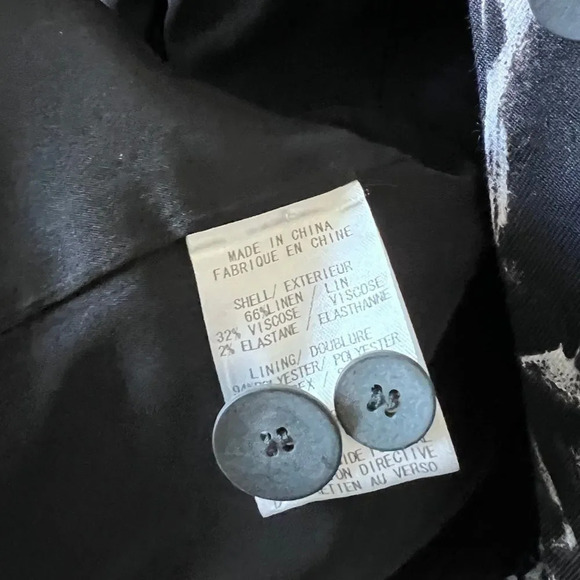 Helmut Lang Women's Strata Linen Blend Black White Animal Print Blazer Coat 0 - Picture 7 of 7